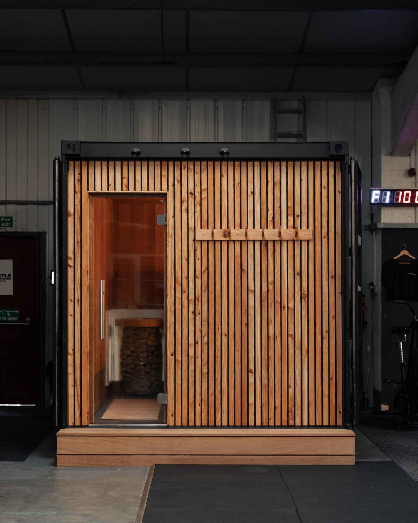 A handcrafted 10ft container sauna with premium ventilation