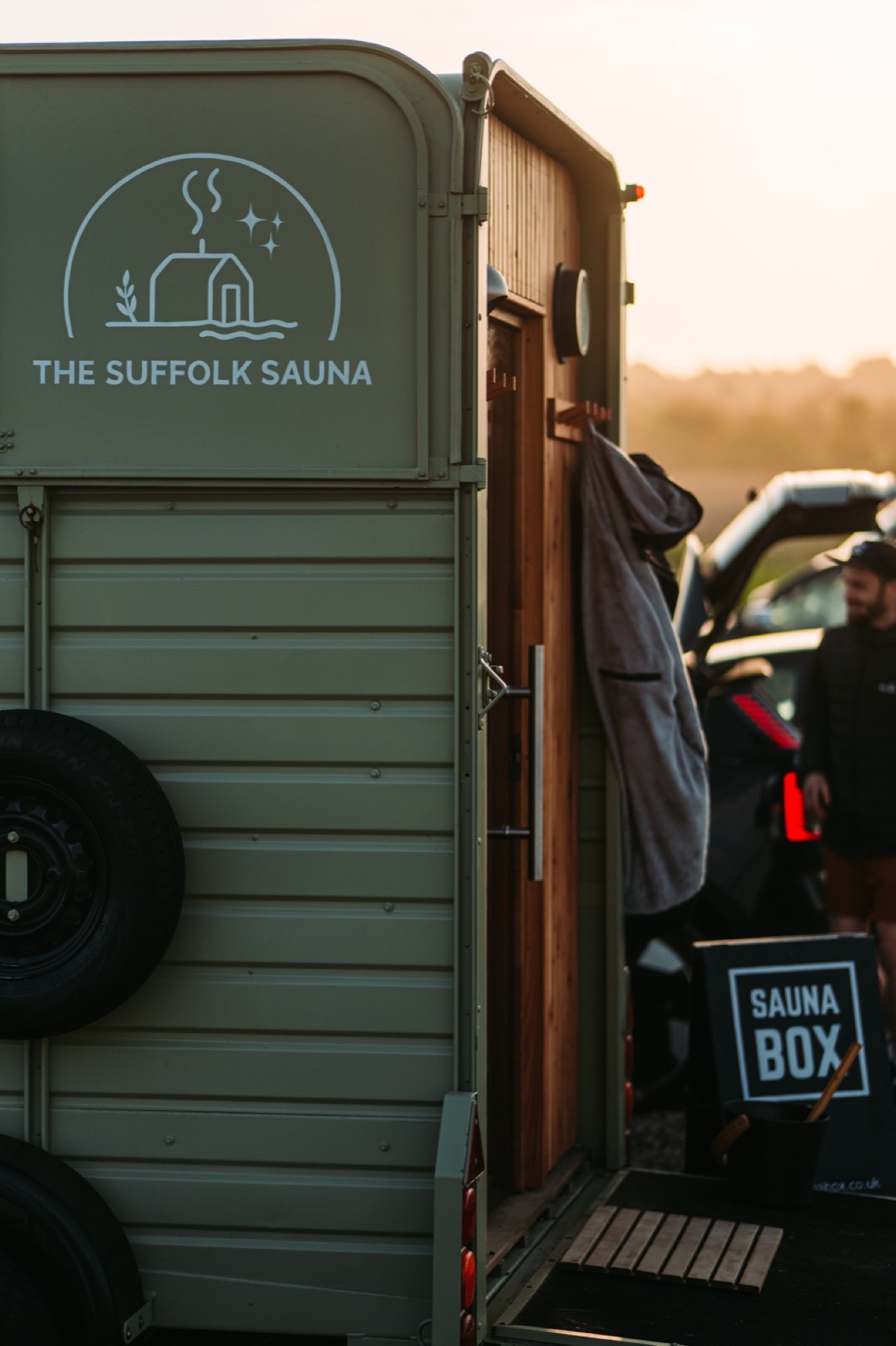 Sauna Box horsebox sauna at golden hour